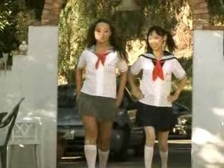 Nippon schoolgirls get horny and fuck wild on Tokyo XXX tube