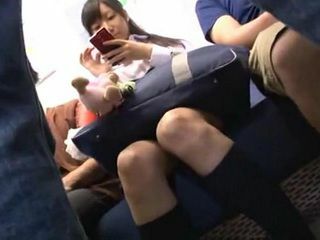 Fucking the innocent schoolgirl on the public train ride in Tokyo turns nasty