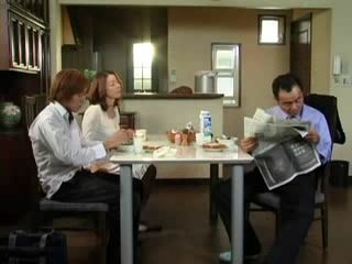 Fucking a son under the table while Dad reads newspaper Mari Aoi's secret affair knows no bounds